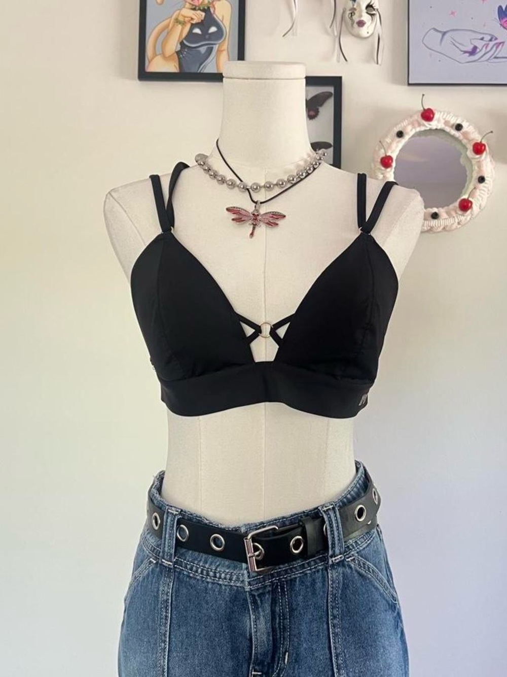 PINK Victoria's Secret Black Strappy Bralette